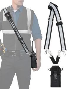 Juecstr Radio Holster Set, Includes Adjustable Wide Reflective Radio Strap, Metal Clips and Moveable Mic Holder. Anti-Sway Strap for Medical Calls, Warehouse, Construction