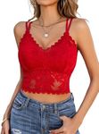 Avidlove Women's Lingerie Camisoles & Tanks Racerback Bralette Longline Lace Crop Tops Going Out Summer (Red,XXL)