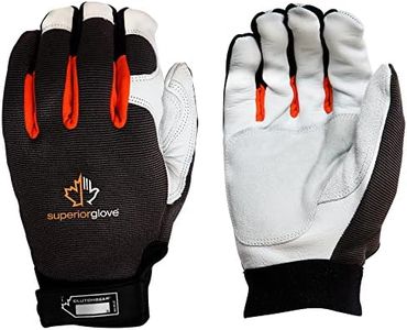 Superior Clutch Gear Grain Goatskin Leather Mechanics Gloves with Thumb Patch - MXGCE - (1 Pair of Large Work Gloves)