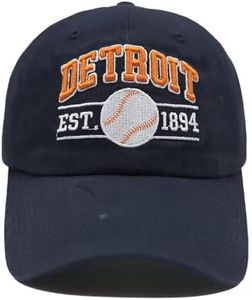 Jvnzaleu Embroidered City Washed Detroit Baseball Cap Adjustable Cotton Fans Baseball Hat for Men Women
