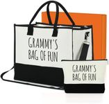 Grammy Gift Ideas Grandma Gifts Tote Bag & Makeup Bag Grandmother Gifts from Granddaughter Cosmetic Bag Presents for Grandma Women Nana Granny Memaw Canvas Bag for Birthday Retirement Mothers Day