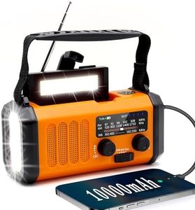 10000 mAh Emergency Dynamo Hand Crank Radios, Solar AM FM Radio with Battery Backup, Portable Survival Equipment with Charger, Camping Torch, LED Lamp, Compass, SOS Alarm for Power Outages at Home