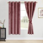 DWCN Velvet Blackout Curtain Panels - Grommet Top Thermal Insulated Bundleable Window Treatment Set Home Decor Modern Curtains for Bedroom Living Room, W52 x L63, Wild Rose, 2 Panels