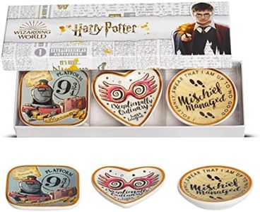 Harry Potter Trinket Dish Set - Ring Jewelry Tray - Mini Ceramic Trinket Trays, 3 Piece Gift Set