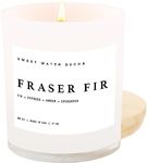 Sweet Water Decor Fraser Fir Candle - Evergreen, Fir, Cedar, and Cypress Winter Holiday Scented Soy Christmas Candles for Home - 11oz White Jar, 50+ Hour Burn Time, Made in the USA