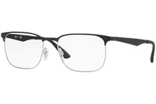 Ray-Ban RX6363 Square Prescription Eyeglass Frames, Black On Silver/Demo Lens, 54 mm