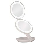 Zadro Dual LED Lighted 10X/1X Magnification Travel Mirror, White