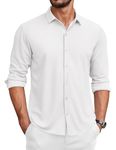 COOFANDY Men's Button Down Shirts Long Sleeve Regular Fit Wrinkle Free Dress Shirts White