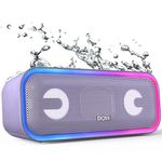 DOSS Bluetooth Speaker, SoundBox Pro+ Bluetooth Speaker Wireless with 24W Stereo Sound, Punchy Bass, IPX6 Waterproof, TWS Pairing, Multi-Colors Lights, 15Hrs Playtime, for Home, Outdoor-Purple