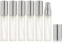 Enslz 6 pcs Frosted Fine Mist 10ml1/3oz Atomizer Glass Bottle Vial Spray Refillable Fragrance Perfume Empty Scent Bottle 2 pcs 3ML Free Pipette (10ml, Silver)