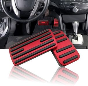 NYZAUTO Anti-Slip Performance Foot Pedal Pads kit Compatible with Honda Accord Odyssey Civic CRV Crosstour Stream,Auto No Drilling Aluminum Brake and Gas Accelerator Pedal Covers (Model A-Red)