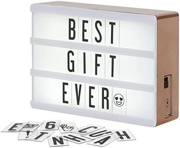 My Cinema Lightbox - Rose Gold Light Box, 4x6 inches - Micro LED Marquee light box for kids with 100 Letters, Numbers and Emojis - DIY Mini Sign, with Matching Braided Rose Gold USB Cable