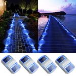 Solar Deck Lights Outdoor, AGPTEK Solar Driveway Dock Lights Marker Lights Waterproof Warning Step Lights for Sidewalk Stair Driveway Garden Pathway Walkway Yard