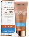 YEOUTH Face Self Tanner Medium New 2024 Self Tanning Lotion for Face and Body, Non Toxic Sunless Tanner with Cocoa and Shea Butter, Hydrating Gradual Tanning Lotion 7.5 oz