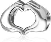 SOUKISS 925 Sterling Silver Love Heart in Your Hands Charm for Charms Bracelets, Xmas Mother's Day Gifts Idea, Sterling Silver