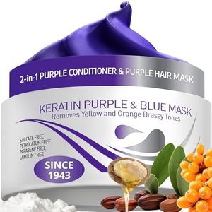 Vitamins Keratin Purple Hair Mask - New Violet Blue Deep Conditioner Hair Toner for Bleached Blonde Platinum Silver Gray Ash White Colored or After Bleach Brassy Hair