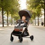 R for Rabbit Street Smart Auto Fold Stylish Newborn Baby Stroller| Aluminum Frame Pram with One Click Fold |Travel Friendly Trolley Stroller for 0-3 Years for Boy & Girl (Ash Grey)
