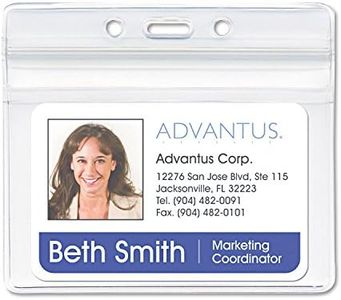 Advantus Horizontal Re-sealable Badge Holders, 2 5/8'' x 3 3/4'', Clear, Pack of 50