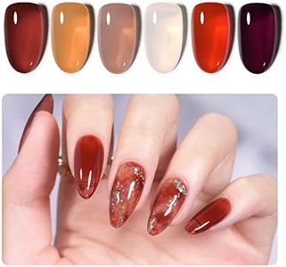 GAOY Winter Jelly Brown Gel Nail Polish of 6 Transparent Nude White Dark Red Colors Sheer Gel Polish Kit for Salon Gel Manicure and Nail Art DIY at Home