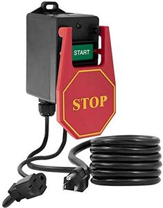 Fulton 110V Single Phase On/Off Switch with Large Stop Sign Paddle for Easy Visibility and Contact for Quick Power Downs Ideal for Router Tables Table Saws and Other Small Machinery