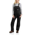 Carhartt womens Relaxed Fit Washed Duck Insulated Bib Overall, Black, X-Large