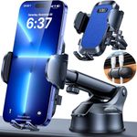 YRU [80LBS Strongest Suction & Military-Grade 2024 Car Phone Holder [Patented 2-Side-Lock & Safety Certs] Universal Phone Mount Dash Windscreen Vent Van for iPhone 16 Pro Max Samsung, Blue