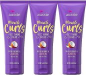 Aussie Miracle Curls Frizz Taming Cream 6.8 Ounce (Coconut & Jojoba Oil) (3 Pack)