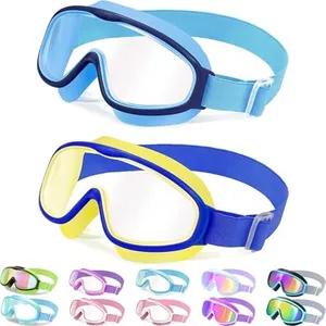 Vvinca Kids Goggles with Comfort Fabric Strap, Kids Swim Goggles Wide View Anti-Fog/UV No Leaking Swimming Goggles for 3-14