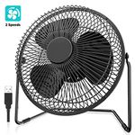 EasyAcc 9 inch USB Desk Fan Silent with [ONLY 25DB] Strong Airflow & Quiet Operation, Portable Cooling Fan 2 Speed Powerful Desk Fan 180°Rotatable Head for Home Office Bedroom Table Matal Black