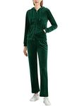 MessBebe Womens Velour Tracksuits Set Sweatsuit Hoodie Top and Jogging Pants Casual Loungewear 2 Piece Sportswear Dark Green XXL