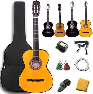 Rosefinch Classical Guitar Kit 4/4 Full Size 39 inch Acoustic Guitar Beginners Adult Kid Student Boy Girl ChildStarter Bundle with Waterproof Bag Strap Tuner Wipe Capo Picks&6 Extra Strings