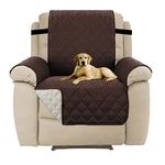 H.Versailtex Reclining Chair Covers, Water Resistant Recliner Sofa Covers, Non Slip Recliner Slipcover for Pets/Kids with Elastic Strap (Brown/Beige)