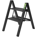 RIKADE 2 Step Ladder, Folding Step Stool with Wide Anti-Slip Pedal, Aluminum Portable Lightweight Ladder for Home, Kitchen and Office Use, 330lb Capacity