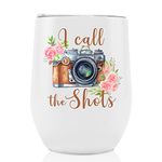 Onebttl Photographer gifts for Women, 12oz Stainless Steel Insulated Wine Tumbler Mug with Lid - White