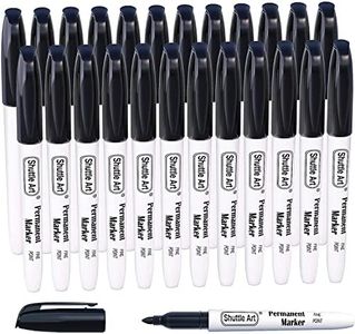 Permanent Markers,Shuttle Art 24 Pack Black Permanent Marker set,Fine Point, Works on Plastic,Wood,Stone,Metal and Glass for Doodling, Marking