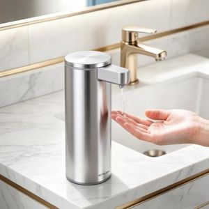 Automatic Liquid Soap Dispenser Touchless: Liquid Hand Soap Dispenser Stainless Steel - Free Touch Electric Soap Dispenser Rechargeable with Sensor for Bathroom, Commercial (Silver)