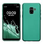 kwmobile Case Compatible with Samsung Galaxy A8 (2018) Case - Soft Slim Metallic TPU Silicone Cover - Dark Metallic Green