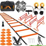 KATZEIST Agility Training Equipment, Kids Soccer Hurdles Agility Ladder Equipment Set Agility Training Set for Tennis, Football, Soccer, Basketball,Speed Agility Training kit, Orange