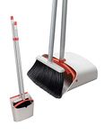 Jekayla Long Handled Dustpan and Brush, Broom and Dustpan Set, Household Dust pan Combo with 54 Inch Handle for Indoor Outdoor Household Cleaning and Sweeping (Red and White)