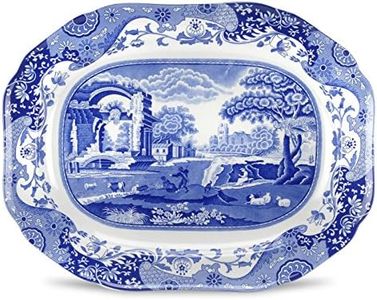 Spode Blue Italian Medium Oval Platter | 14 Inch Serving Platter for Dessert, Appetizers, and Snacks | Made from Fine Porcelain | Microwave and Dishwasher Safe