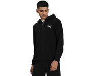 Puma Cottonblend Essentials Small Logo Full-Zip Men's Hooded Regular Cape Coat Hoodie Black-Cat