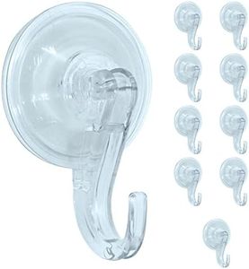 LITES-UP Christmas Wreath Hanger Heavy Duty Suction Cup Hooks for Holiday Decorations, Bath & Kitchen Accessories – Strong on Windows & Glass, Clear & Removable – Holds Up to 15 lbs – Set of 10