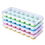 Ice Cube Trays, 4 PCS Ice Cube Moulds, Flexible Silicone Ice Cube Moulds, for Freezer, Whiskey, Cocktail and Drink, Easy to Remove Ice Cube Tray, with No-Spill Removable Lid