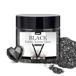 Edible Glitter - 30g / 1oz Luster Dust Edible Glimmer Powder for Sparkling Drinks, Foods, Wine, Cake - Food Grade Shimmer Dust Powder for Baking, Beverage, Cookies Decoration (Black)