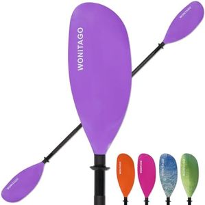 WONITAGO Kayak Paddles with Alloy Shaft and PP Blade, Floating Kayaking Oars, Adjustable 230-250 cm/90-98 Inches, Purple