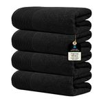 ZUPERIA Supreme Edition Bath Towels 700 GSM - 27 x 54 Inches, 100% Cotton Lint-Free Large Bathroom Shower Towels - Highly Absorbent for The Ultimate Experience (4 Pack,Black)