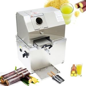INTBUYING Electric Sugarcane Juicer,Sugarcane Press,Sugarcane Juice Extractor with Stainless Steel 3 Rollers, Detachable Top Cover, Sugarcane Juice Machine Juice Squeezing for Commercial Home 110V