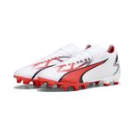 PUMA Unisex Ultra Match Fg/Ag Soccer Shoe, White Black Fire Orchid, 9 UK