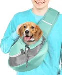 Cuddlissimo! Pet Sling Carrier - Small Dog Puppy Cat Carrying Bag Purse Pouch -For Pooch Doggy Doggie Yorkie Chihuahua Baby Papoose Bjorn -Travel Front Backpack Chest Body Holder Pack To Wear (Teal-L)