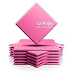 Fstop Labs 0.4" X 12" X 12" Acoustic Foam Panels, Sound Absorbing Panel, Beveled Edge Tiles Soundproof Foam Insulation, Soundproof Wall Panels (12 Pack, Pink)